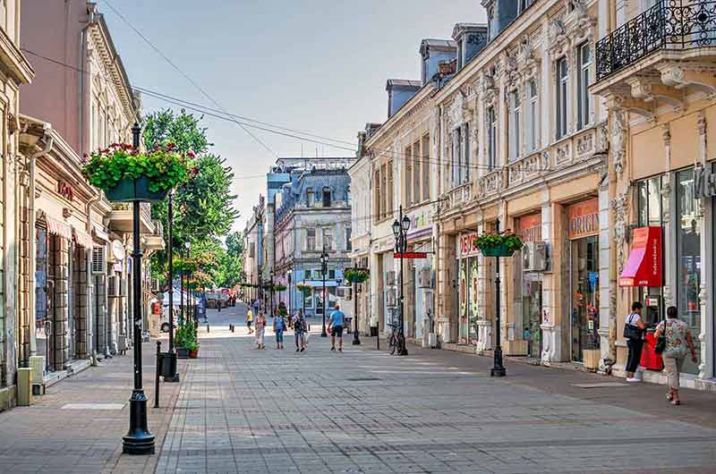 Pedestrian Street In The City Of Ruse In Bulgaria