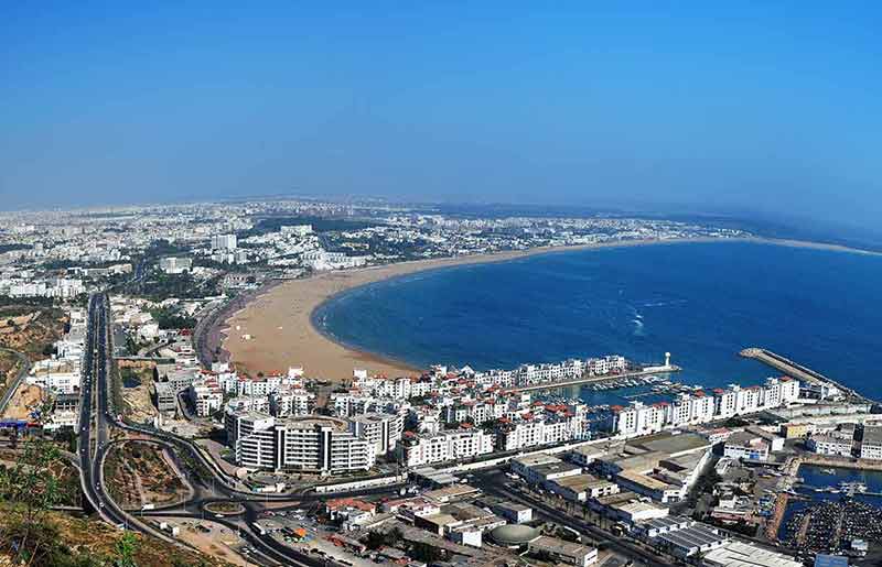Agadir aerial view of bay and buildings