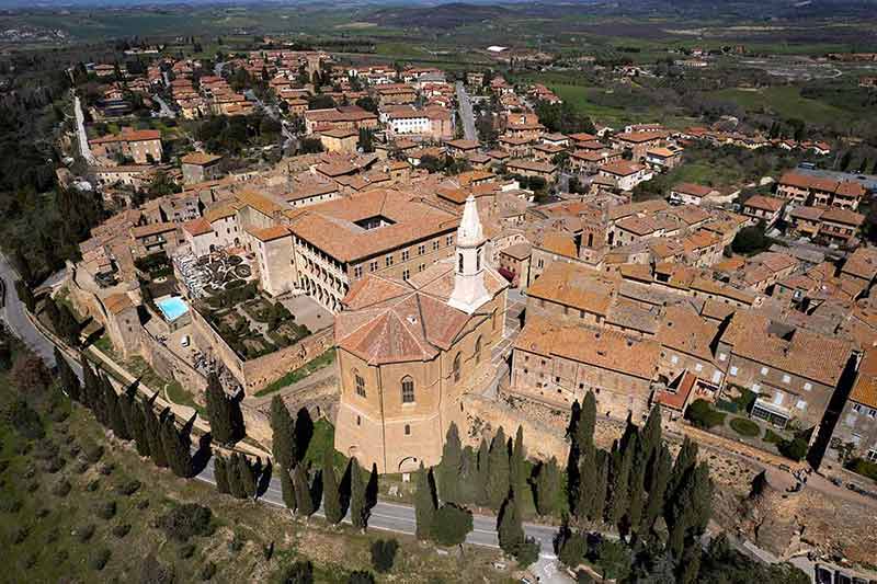 Aerial View Of The Medieval Village Of Pienza Siena