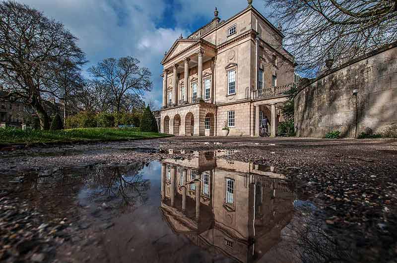 The Holburne Museum In Bath Looking Throgh The Puddles