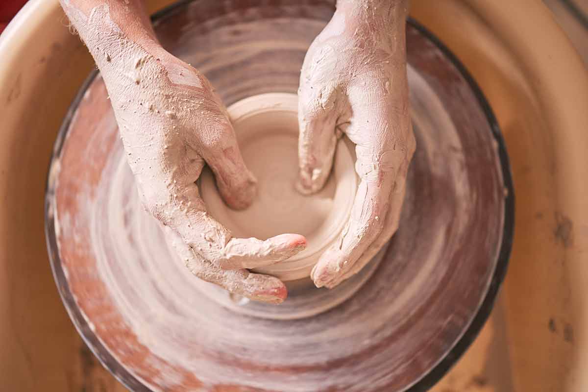 Creative, Pottery And Design With Hands Of Woman
