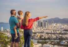 20 Amazing Things To Do In Nha Trang Vietnam Happy family tourists on the background of Nha Trang city. Travel to Vietnam with kids.