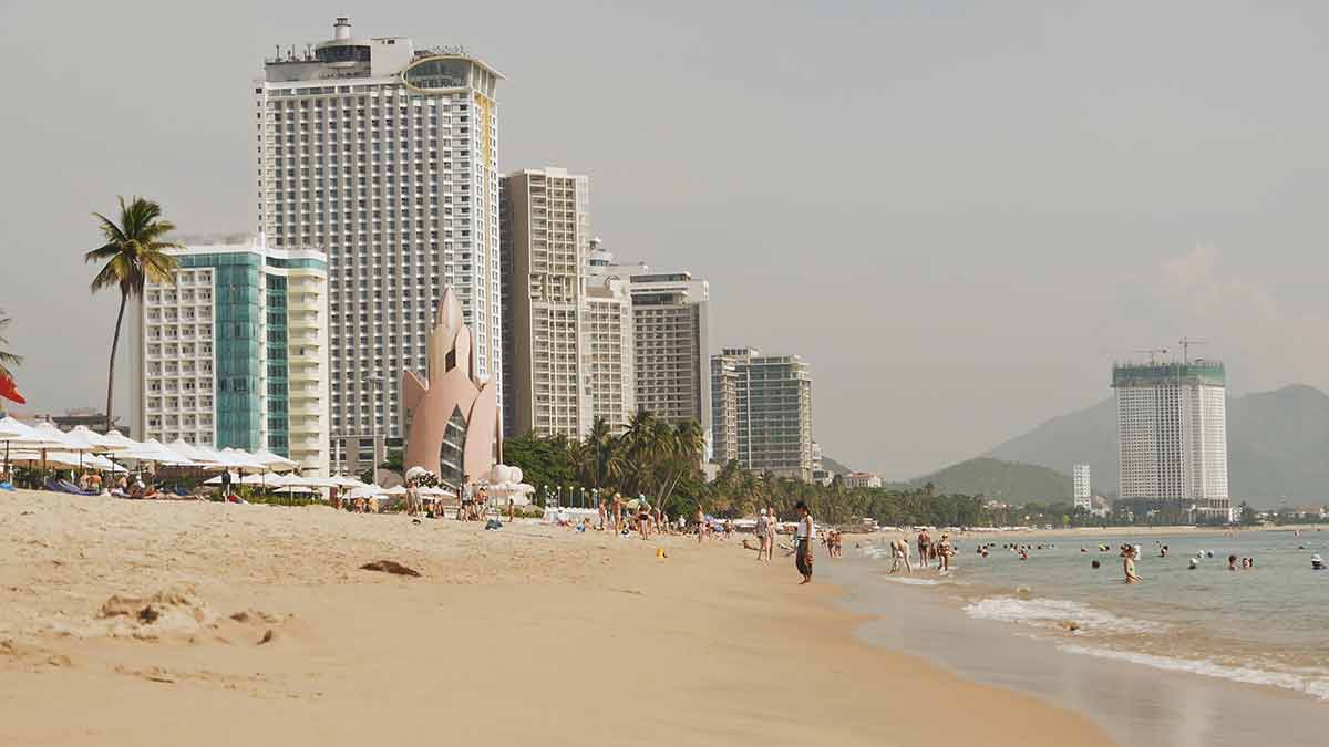 Nha Trang Beach With Many Vacationing Tourists