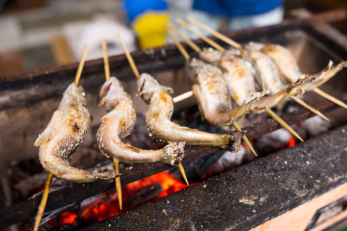 Traditional Grilled Fish At Street In Japan