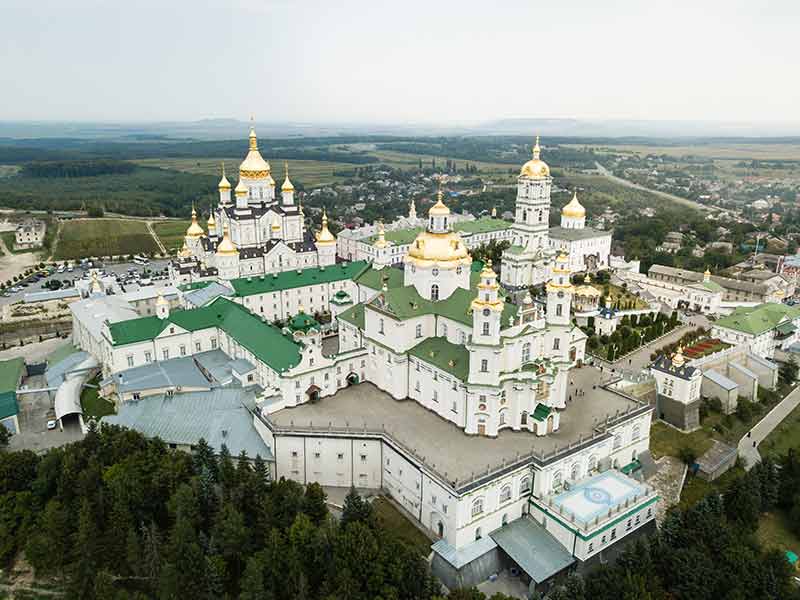 ukraine landmarks Dormition Pochayiv Lavra aerial view