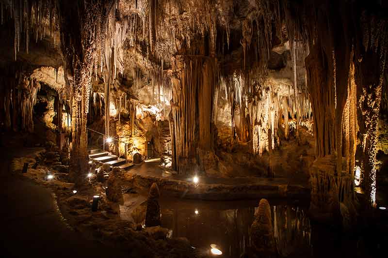 Stalactite And Stalagmite Formations In The Cave
