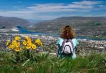 20 Things To Do In Wenatchee, Washington for Outdoor Adventure Lovers back of woman looking down at wenatchee washington