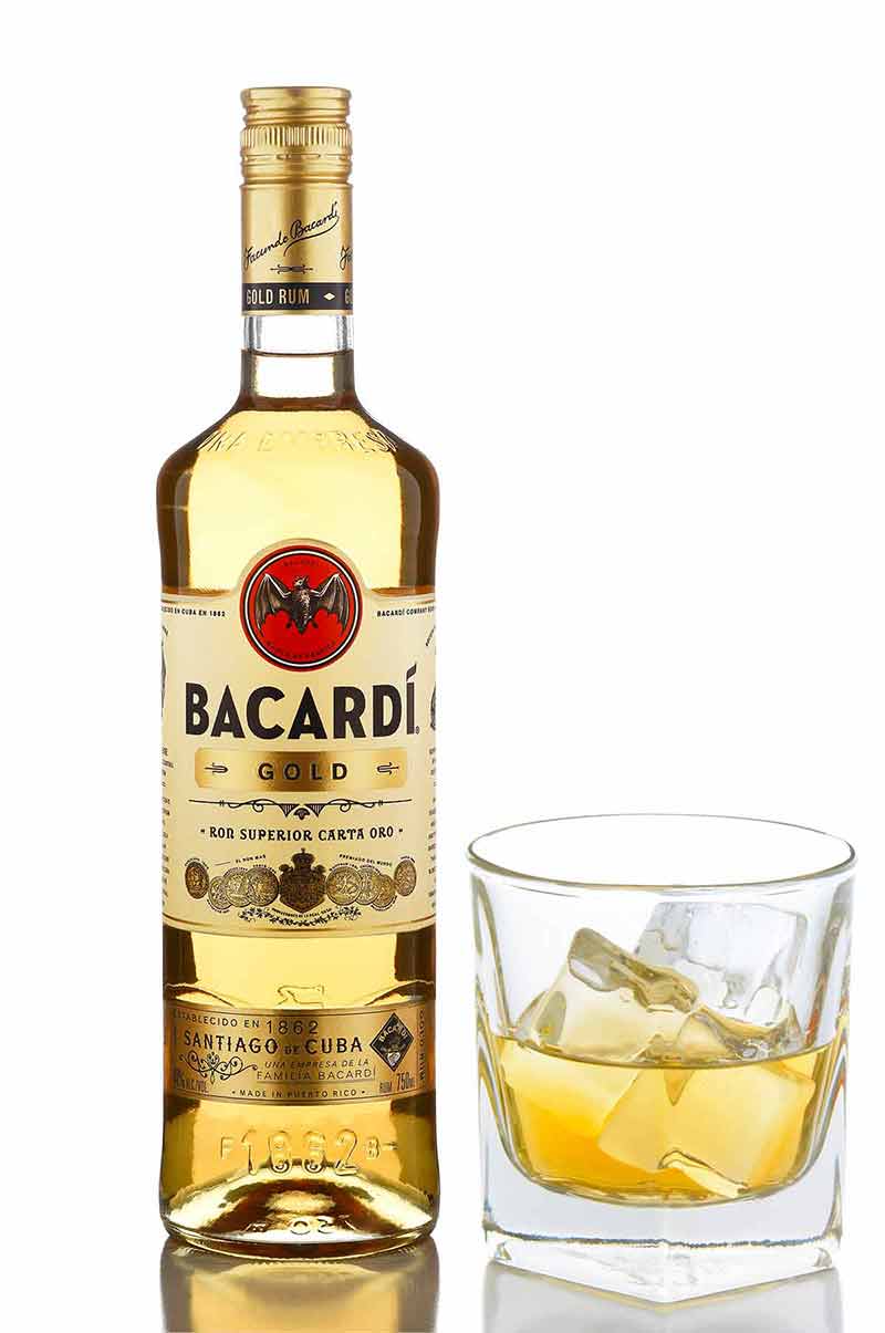 what are some famous landmarks in puerto rico Bacardi Gold Rum with a glass and ice