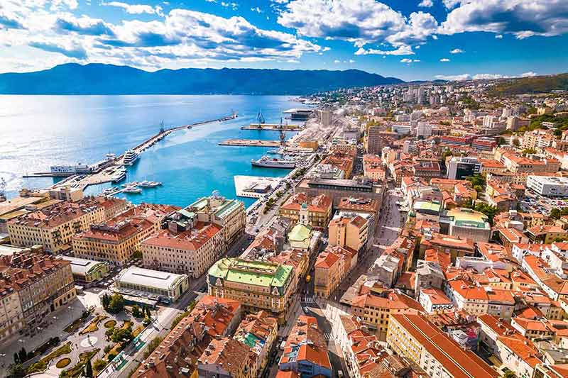 Rijeka City Center And Waterfront Aerial View