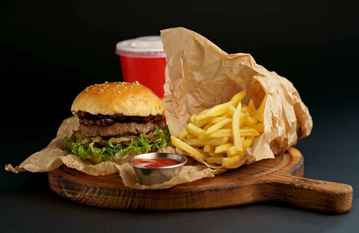 Fresh Tasty Burger And French Fries