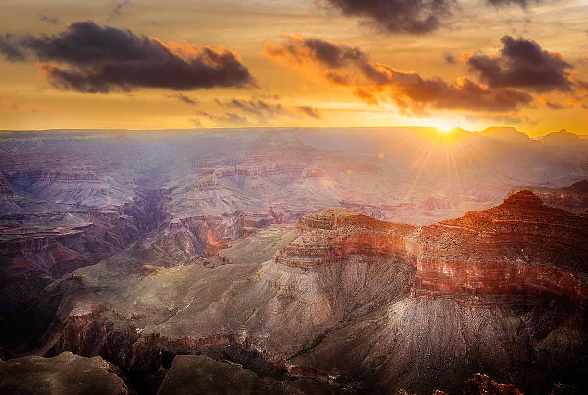 Grand Canyon In Arizona At Sunset