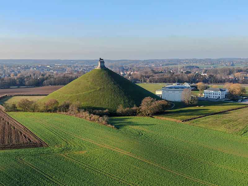 Aerial View Of The Lion's Mound With Farm Land Around