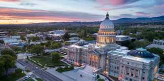 Shot Angled From Above Of The Boise Capital Building