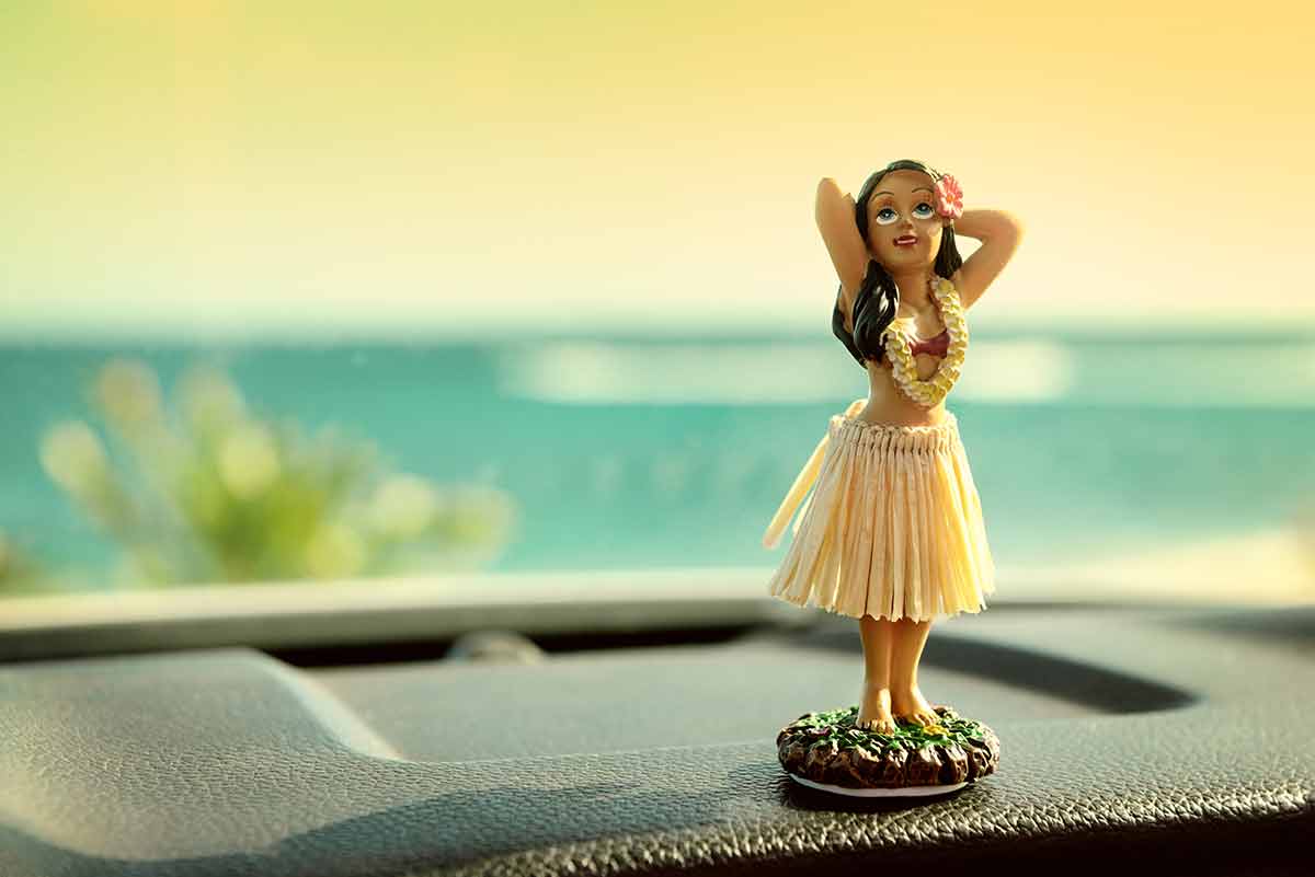 Hula Dancer Doll On Hawaii Car Road Trip