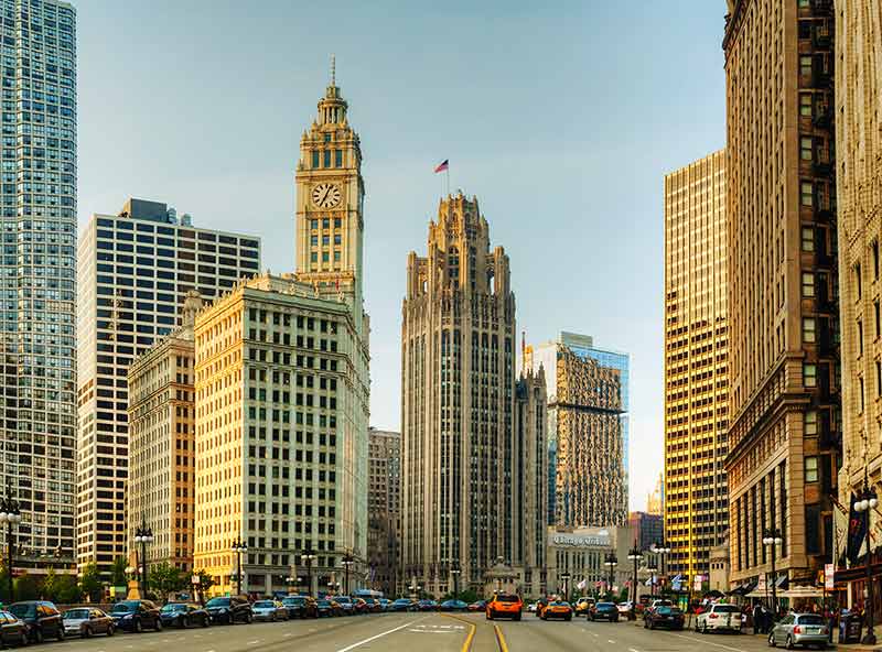 Chicago Downtown With The Wrigley Building