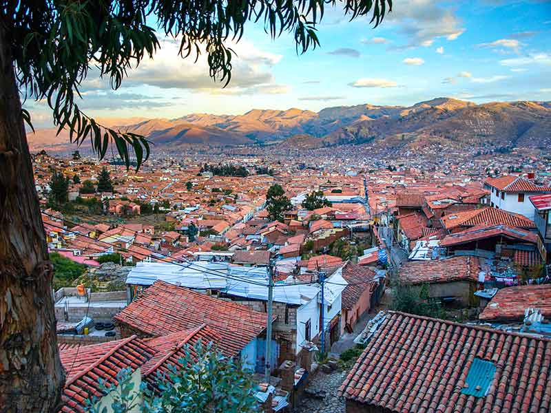 Aerial View Of Streets And Houses In Cusco City