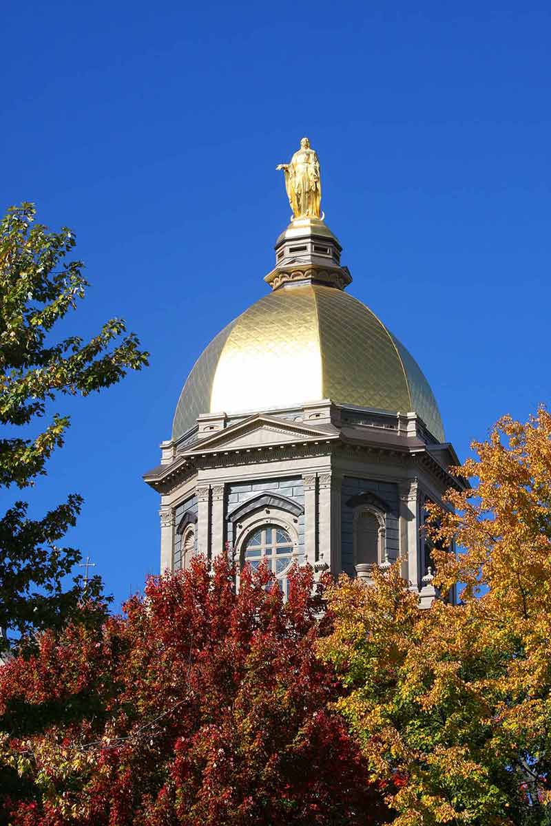Notre Dame Golden Dome In Fall