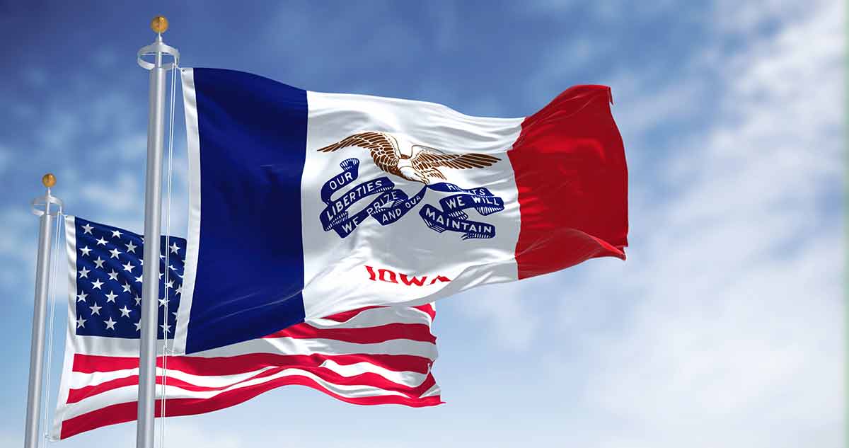 The Iowa State Flag Waving