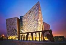 Ireland’s Most Famous Treasures Go Way Beyond Guinness and Castles Sunset Over Belfast Titanic, Belfast, Northern Ireland