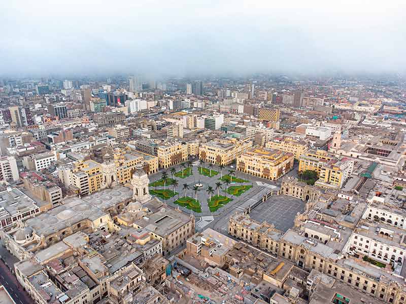 Aerial View Of Lima Main Square, Government Palace Of Peru