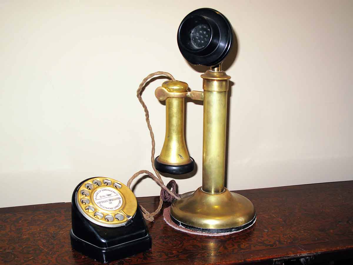 Antique Old Fashioned Retro Brass Candlestick Telephone A 1920'S