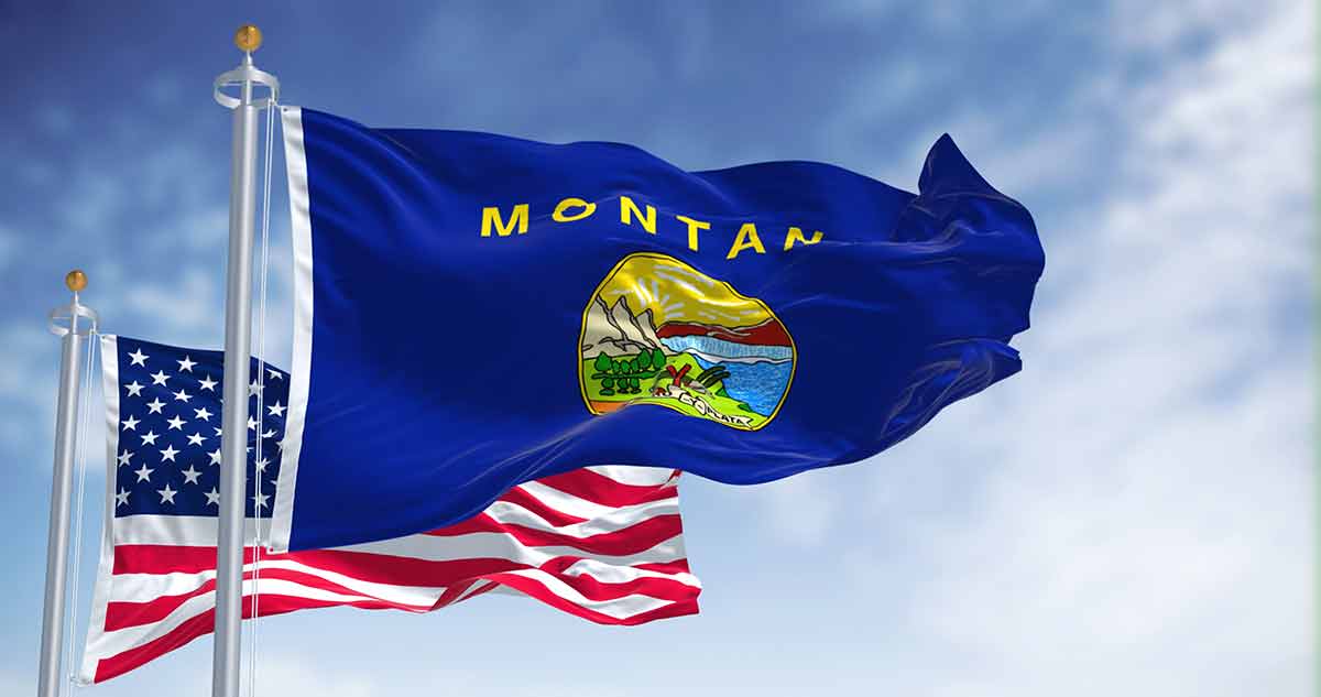The Montana State Flag Waving