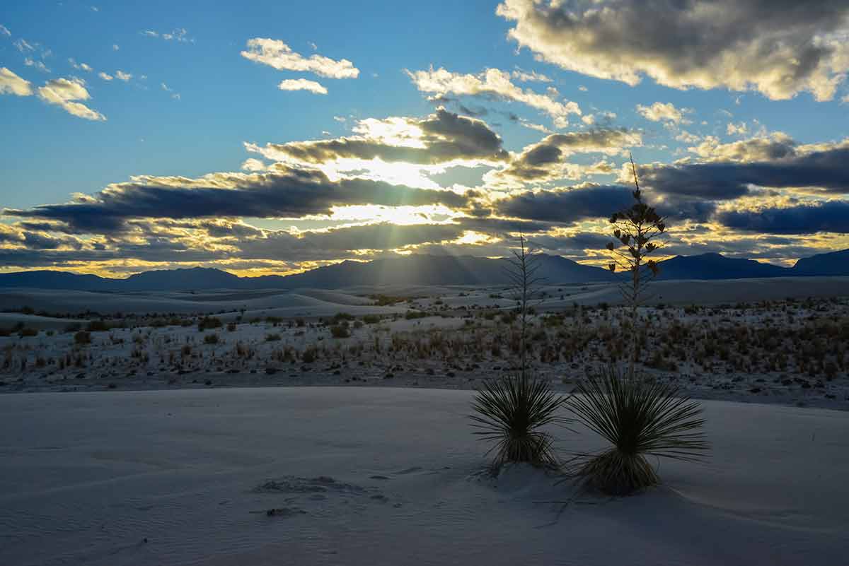 White Clouds During Sunset Over White Sands In New Mexico