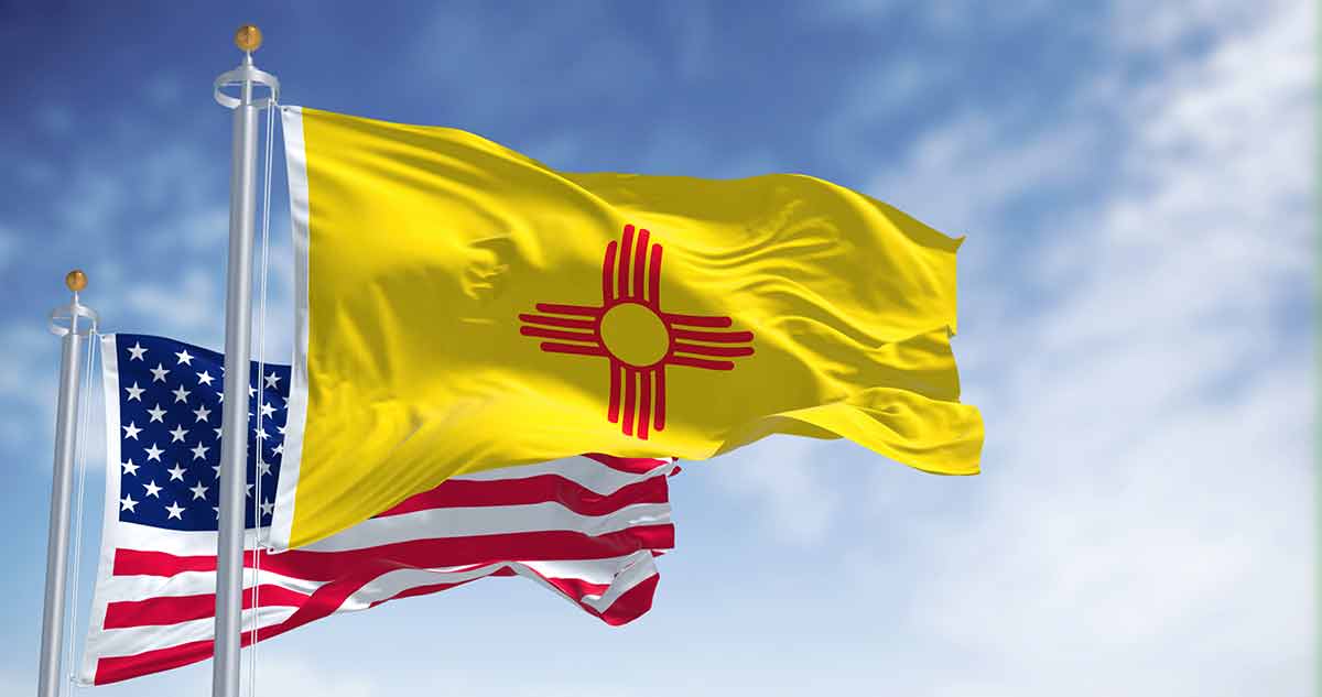 The New Mexico State Flag Waving
