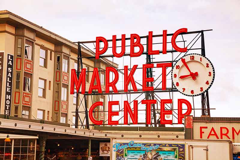 Famous Pike Place Market Sign In Seattle