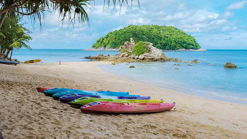 Yanui Beach Phuket Thailand With Kayaks On The Beach