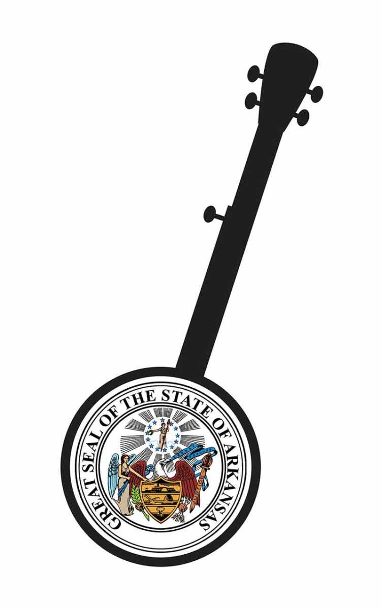 Traditional 5 String Banjo Silhouette With Arkansas