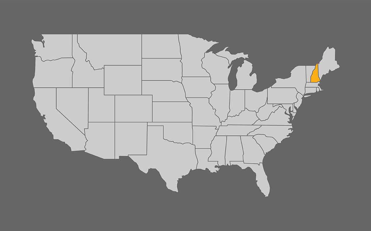 Map Of United States With New Hampshire Highlight