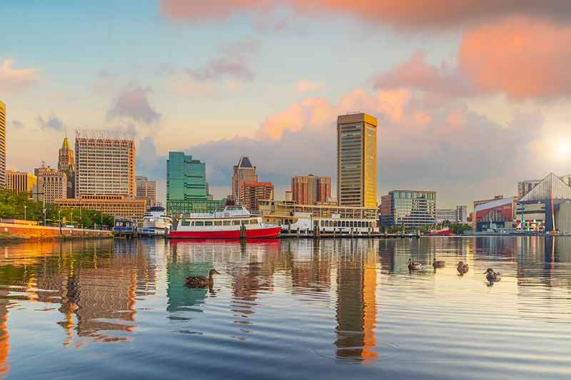 Downtown Baltimore City Skyline Cityscape Of Maryland