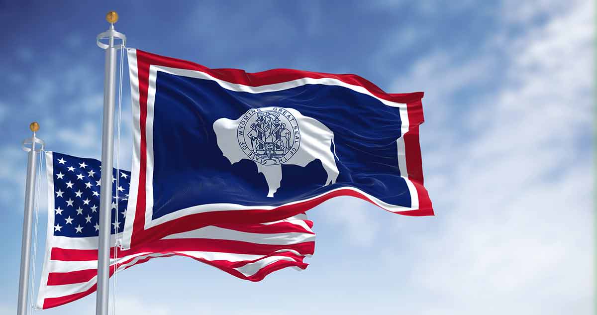 The Wyoming State Flag Waving