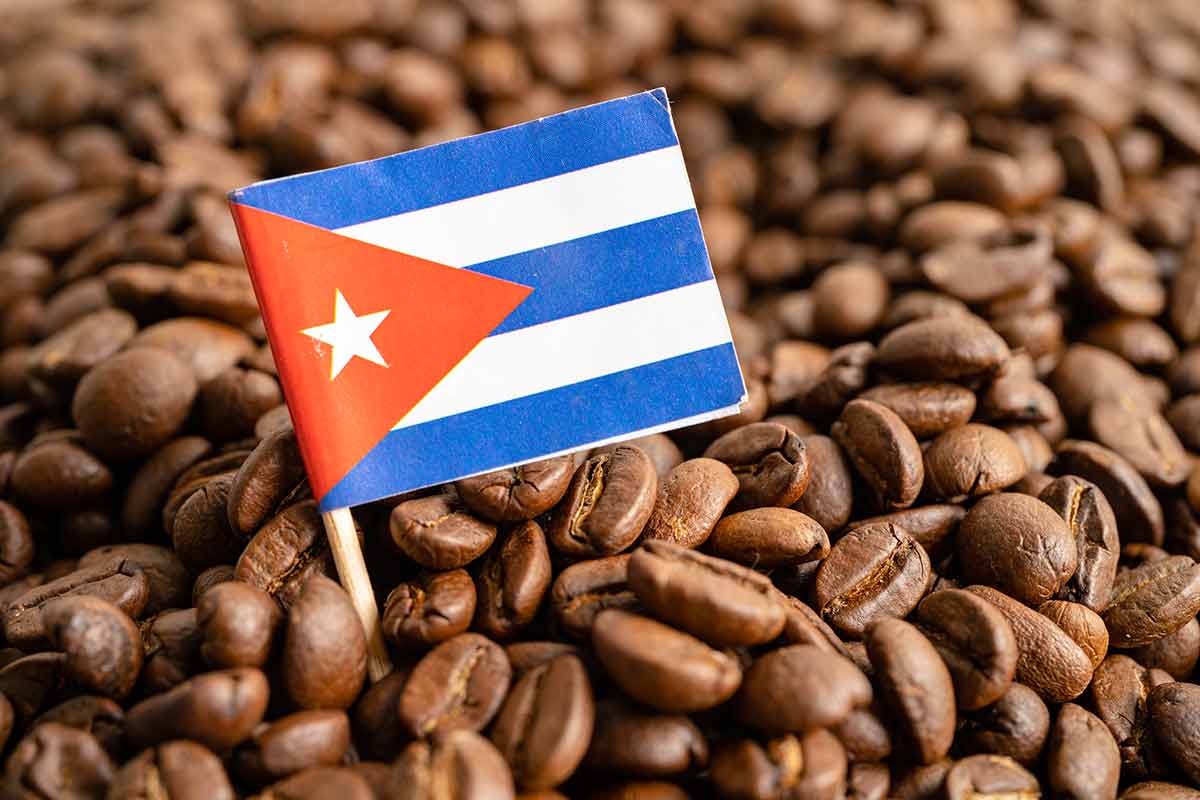Cuba Flag On Coffee Bean