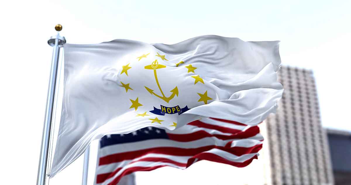 Rhode Island and USA flag