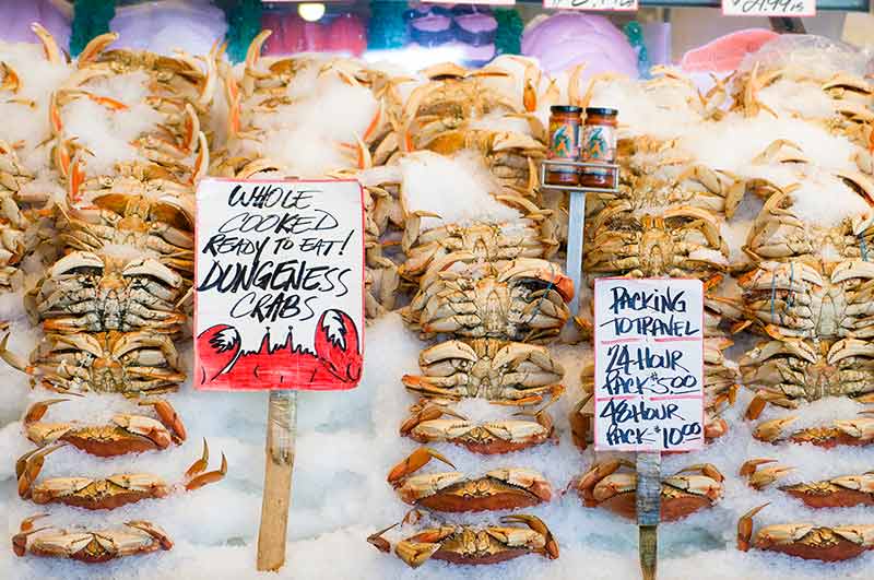 Fresh Crab At Pikes Place Fish Market, Seattle, Washington