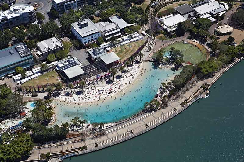 what to do in brisbane aerial view of South Bank pool