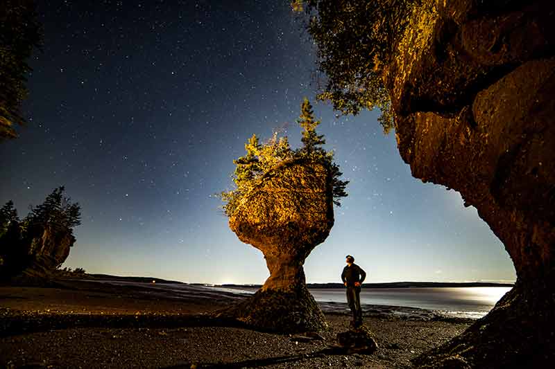 when is summer in canada The Hopewell Rocks at night with starry sky