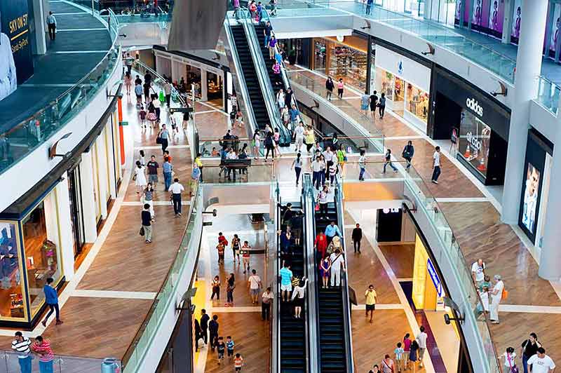 a multistory shopping mall in Singapore