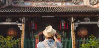 Traveler At Thien Hau Pagoda