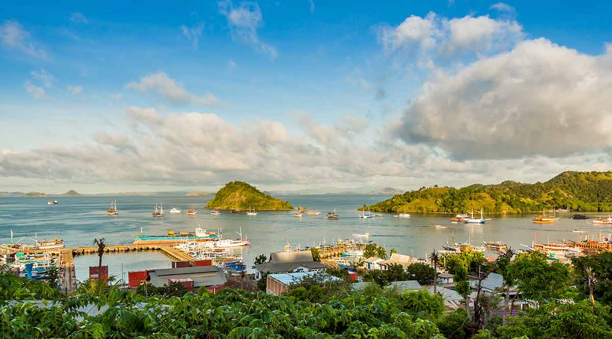 vieiw of the harbour and islands from labuan bajo