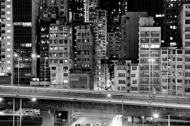 Hong Kong Sheung Wan in black and white