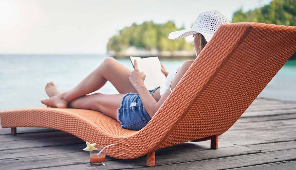 Relax, Reading And Travel With Woman At Hotel Resort For Summer Vacation