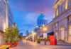 Old Town, Montreal At Famous Cobbled Streets At Twilight