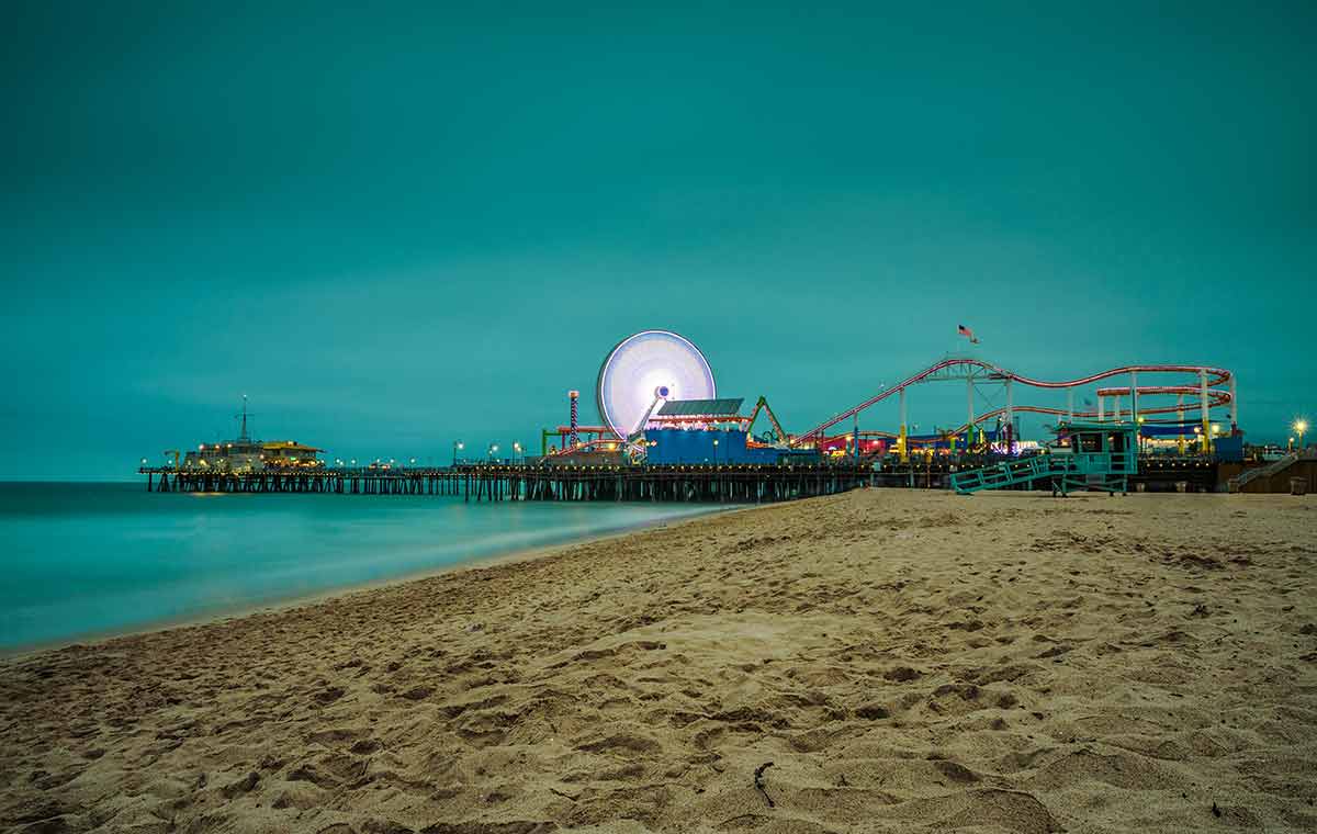 where to stay in los angeles romantic night time on the beach in Santa Monica