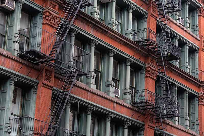 fire escape of an apartment building in New York City