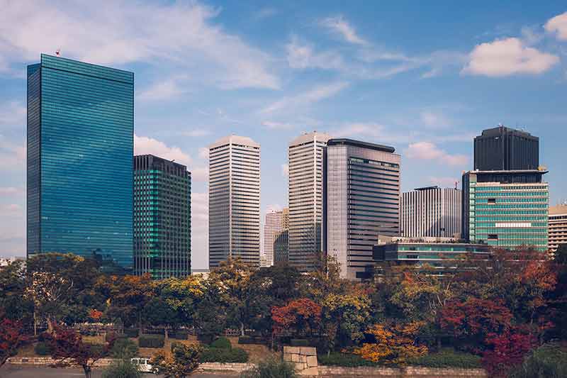 Autumn Skyline Of Osaka Business Park, Japan