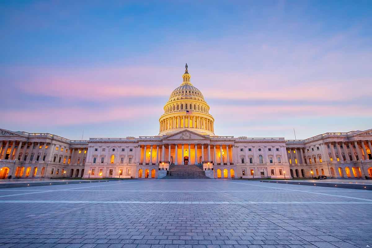 The United States Capitol Building In Washington, DC. American Landmark