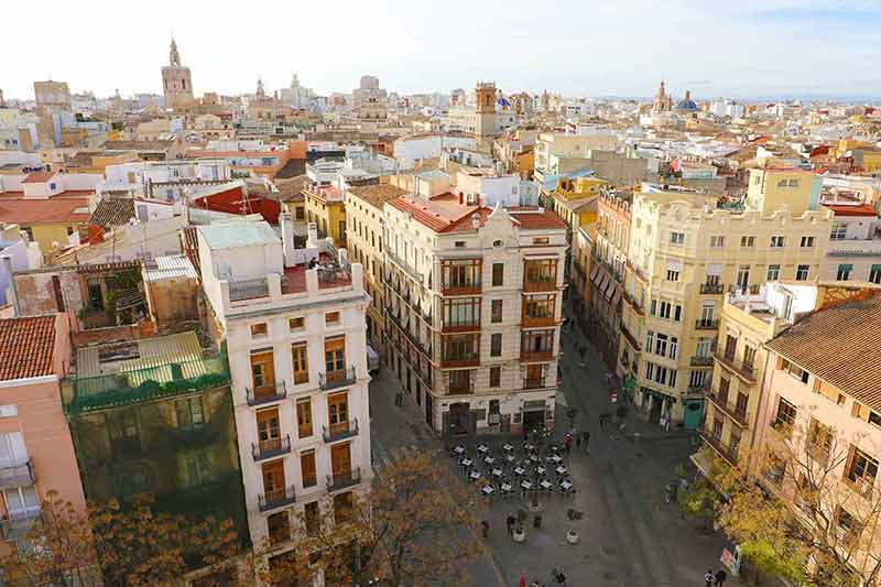 winter in spain Valencia cityscape from Torres de Serranos